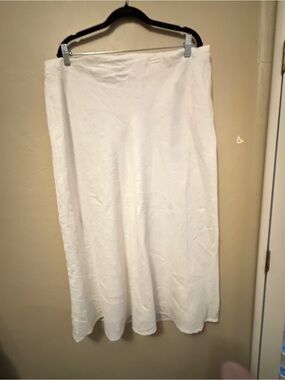 George White 100% Linen Maxi Skirt L/XL See Measurements Classic Summer Look